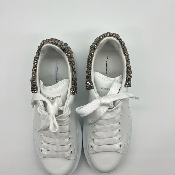 Alexander McQueen Larry Oversized Sneakers White Silver Crystals Size 37 US 7 - Picture 7 of 10